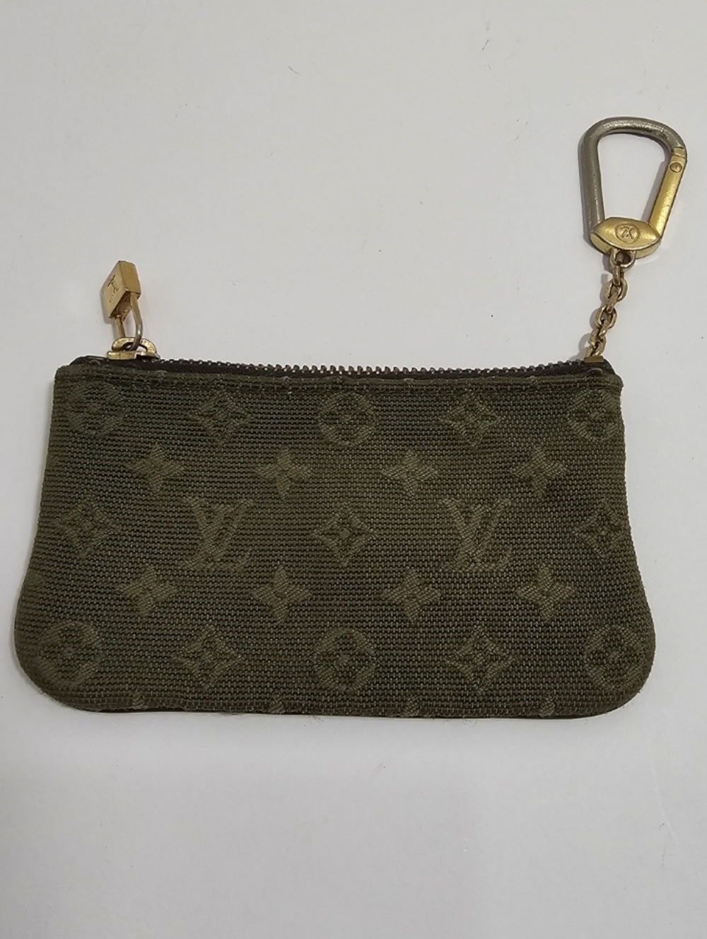 Authentic Louis Vuitton Monogram Mini Lin Pochette Cles Key Pouch Khaki Olive - Picture 2 of 7